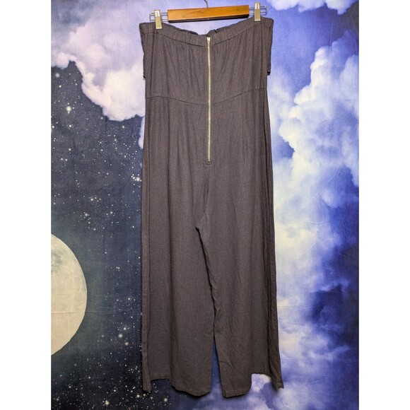 Gypsies & Moondust Purple Strapless Wide Leg Jumpsuit Size Small/Med Linen Blend - Picture 2 of 9